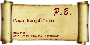 Papp Benjámin névjegykártya